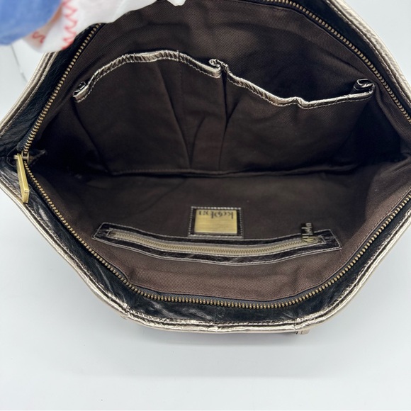 NWOT KOOBA Black Silver Soft Large Leather Clutch Bag 15" x 9" - Picture 4 of 5